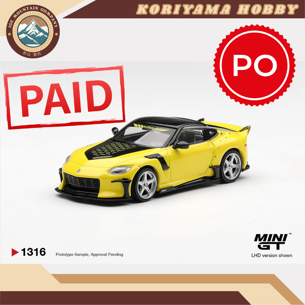 Mini GT 1316 Nissan Fairlady Z VeilSide FFZ400  Ikazuchi Yellow MiniGT