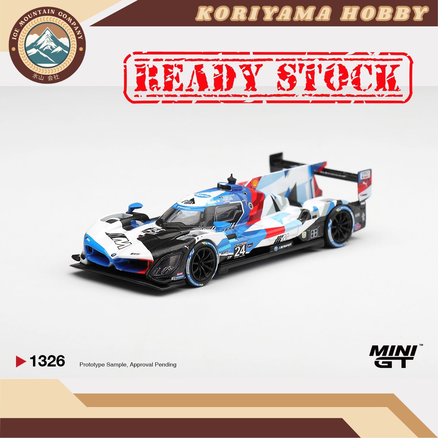 Mini GT 1326 BMW M Hybrid V8 GTP #24 BMW M Team RLL 2024 IMSA Daytona 24 Hrs Box / Blister Packaging MiniGT