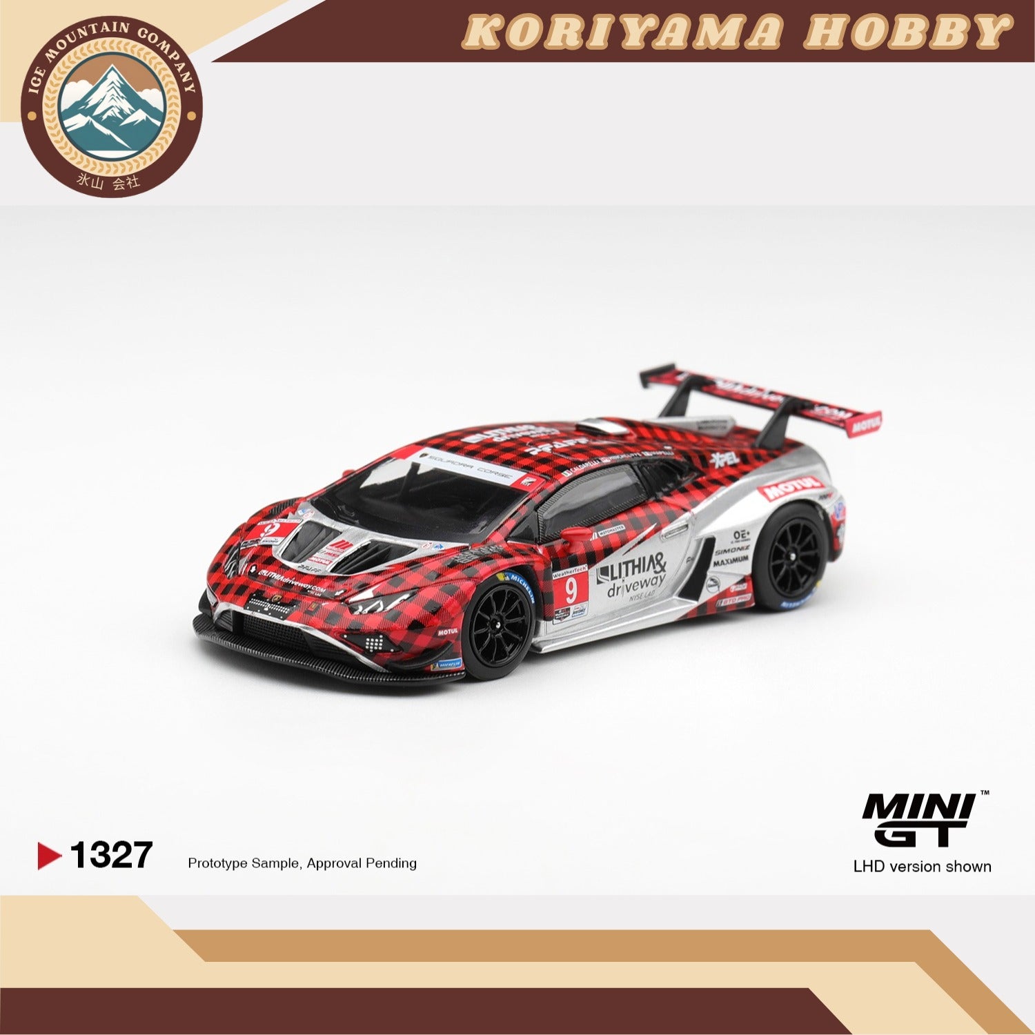 Mini GT 1327 Lamborghini Huracan GT3 EVO2 #9 Pfaff Motorsports 2025 IMSA WeatherTech GTD Pro Box / Blister Packaging MiniGT