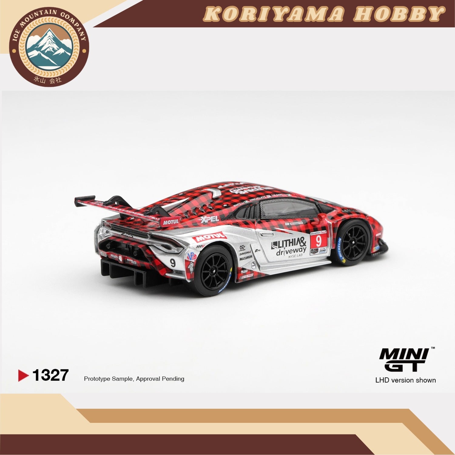 Mini GT 1327 Lamborghini Huracan GT3 EVO2 #9 Pfaff Motorsports 2025 IMSA WeatherTech GTD Pro Box / Blister Packaging MiniGT