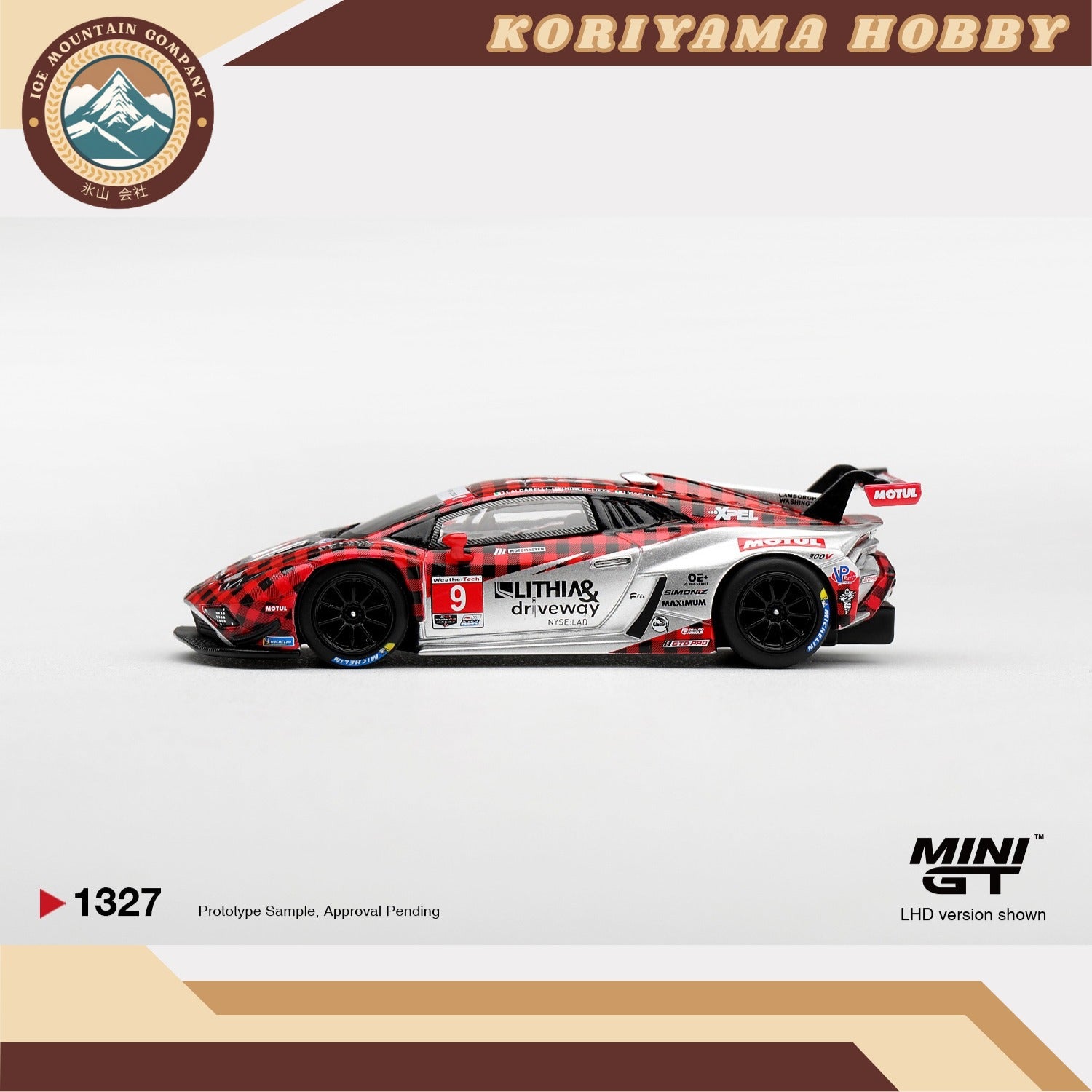Mini GT 1327 Lamborghini Huracan GT3 EVO2 #9 Pfaff Motorsports 2025 IMSA WeatherTech GTD Pro Box / Blister Packaging MiniGT