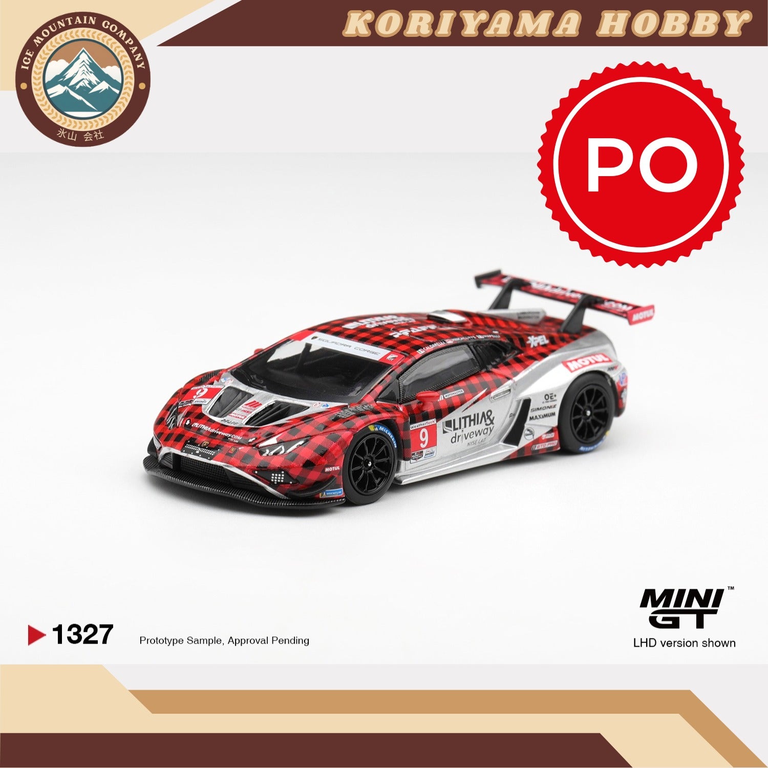 Mini GT 1327 Lamborghini Huracan GT3 EVO2 #9 Pfaff Motorsports 2025 IMSA WeatherTech GTD Pro Box / Blister Packaging MiniGT