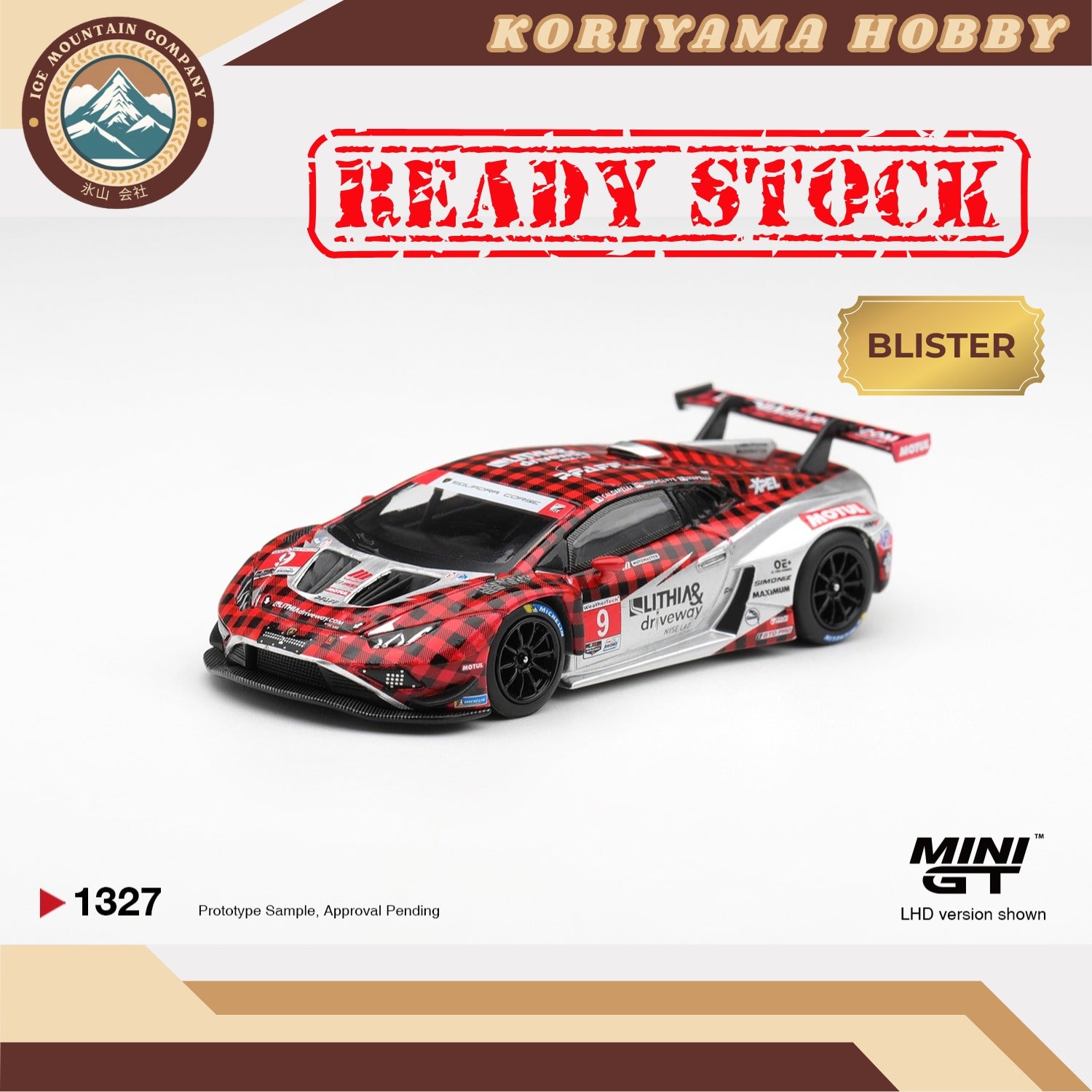 Mini GT 1327 Lamborghini Huracan GT3 EVO2 #9 Pfaff Motorsports 2025 IMSA WeatherTech GTD Pro Box / Blister Packaging MiniGT