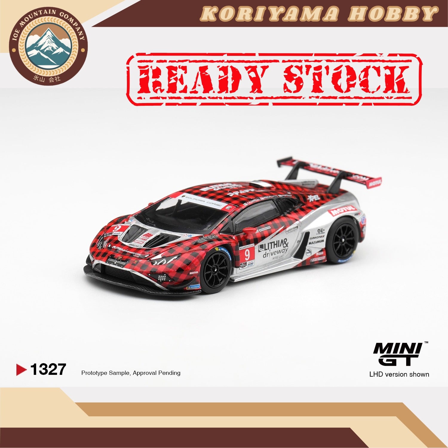 Mini GT 1327 Lamborghini Huracan GT3 EVO2 #9 Pfaff Motorsports 2025 IMSA WeatherTech GTD Pro Box / Blister Packaging MiniGT