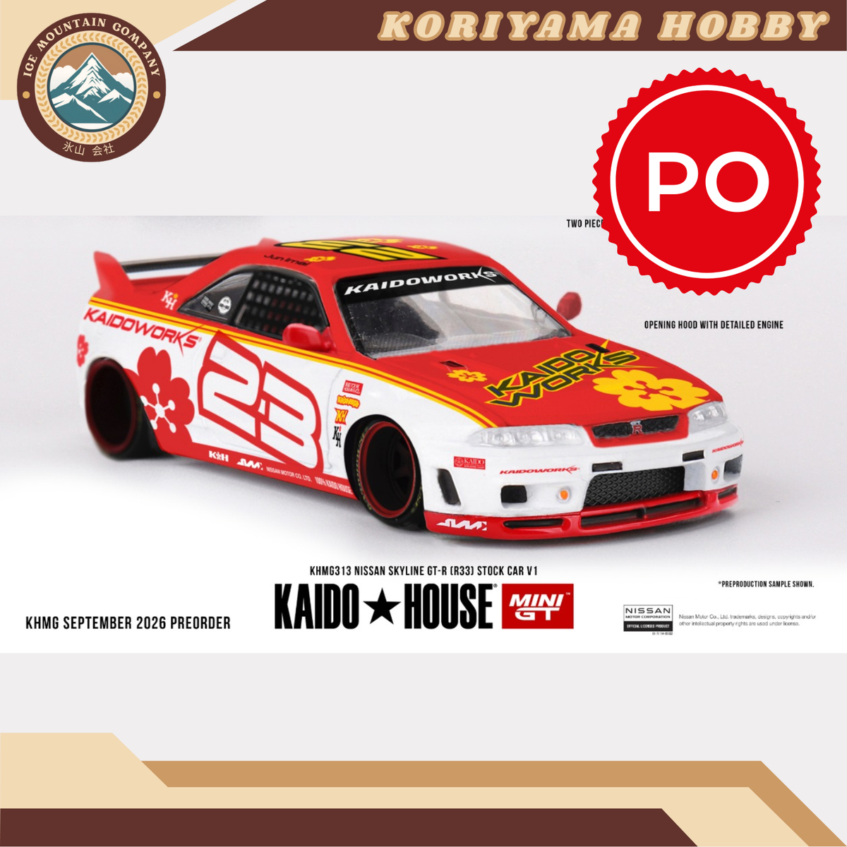 Mini GT Kaido House 313 Nissan Skyline GT-R (R33) Kaido Stock Car V1 MiniGT