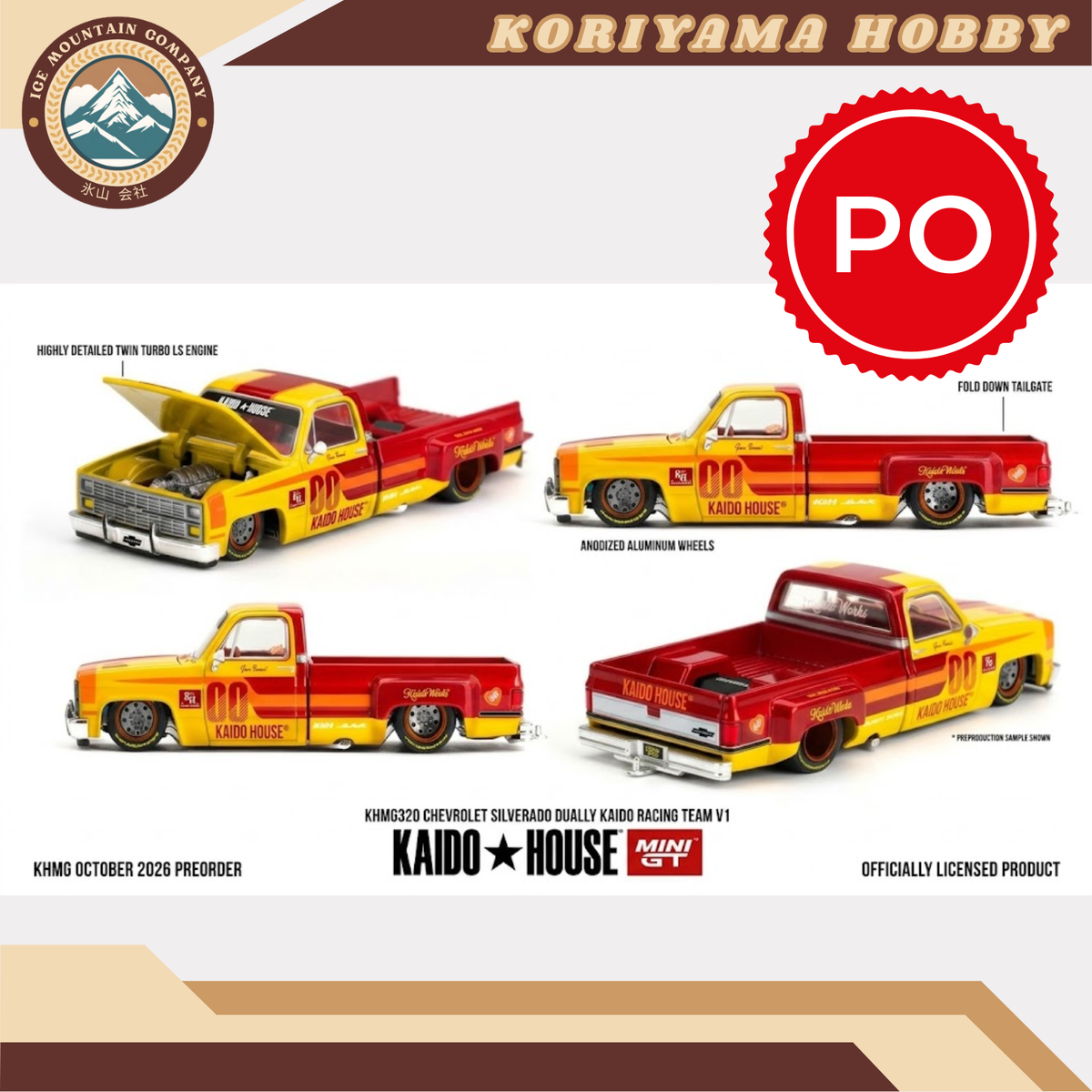 Mini GT Kaido House 320 Chevrolet Silverado Dually Kaido Racing Team V1 MiniGT