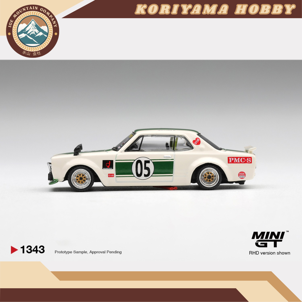 Mini GT 1343 Nissan Skyline LB-WORKS "HAKOSUKA" White / Green MiniGT