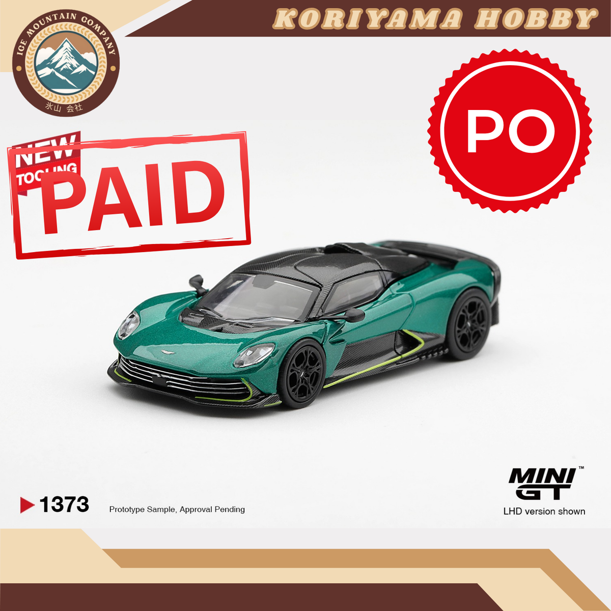 Mini GT 1373 Aston Martin Valhalla Podium Green MiniGT