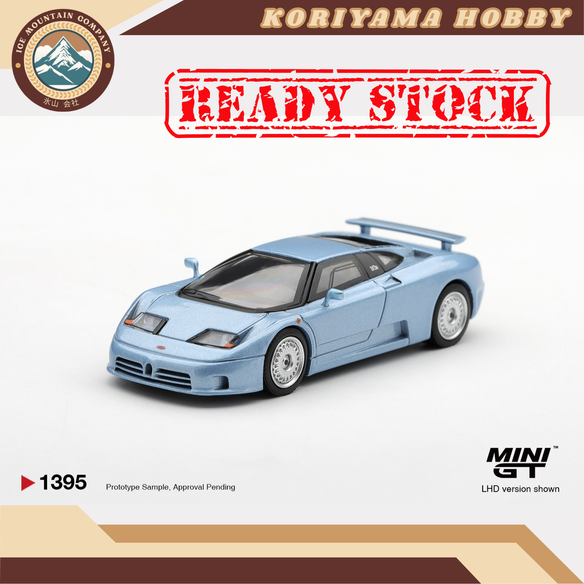Mini GT 1395 Bugatti EB110 GT Azzurro Metallizzato Mondial de l'Automobile 1992 MiniGT
