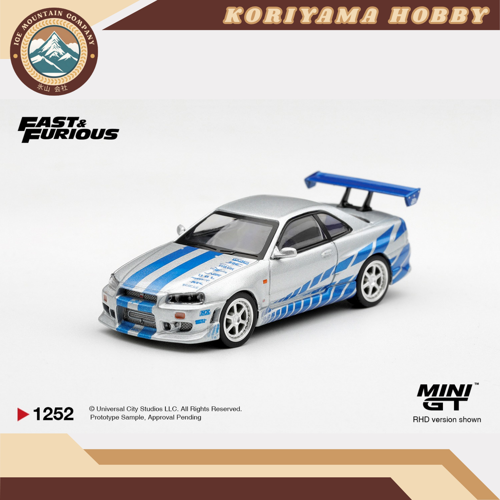 Mini GT 1252 Nissan Skyline GT-R  C-West "2 Fast 2 Furious"  Brian O'Conner / Blister Packaging MiniGT