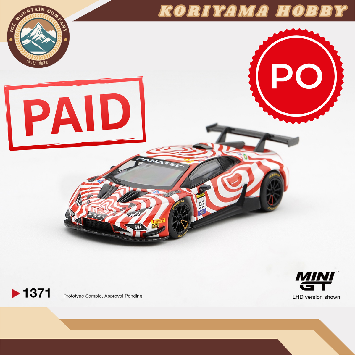 Mini GT 1371 Lamborghini Huracan GT3 EVO2 #93 Wall Racing 2025 Bathurst 12 hrs MiniGT