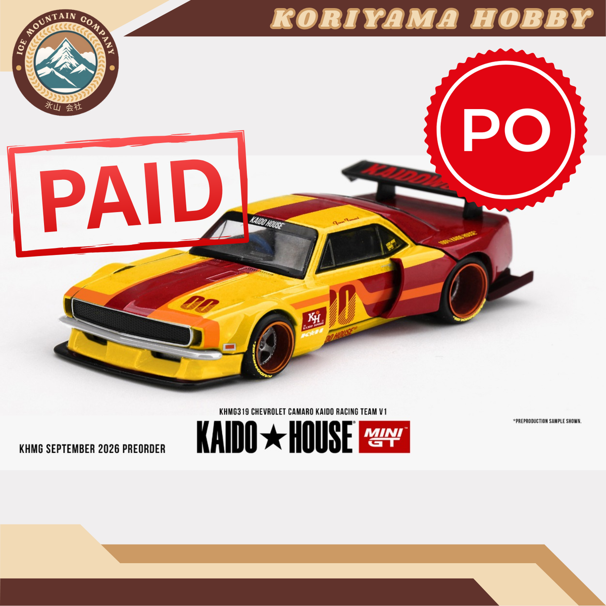 Mini GT Kaido House 319 Chevrolet Camaro Kaido Racing Team V1 MiniGT