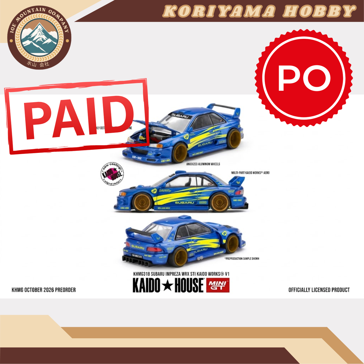 Mini GT Kaido House 318 Subaru Impreza WRX STI KAIDO WORKS V1 MiniGT