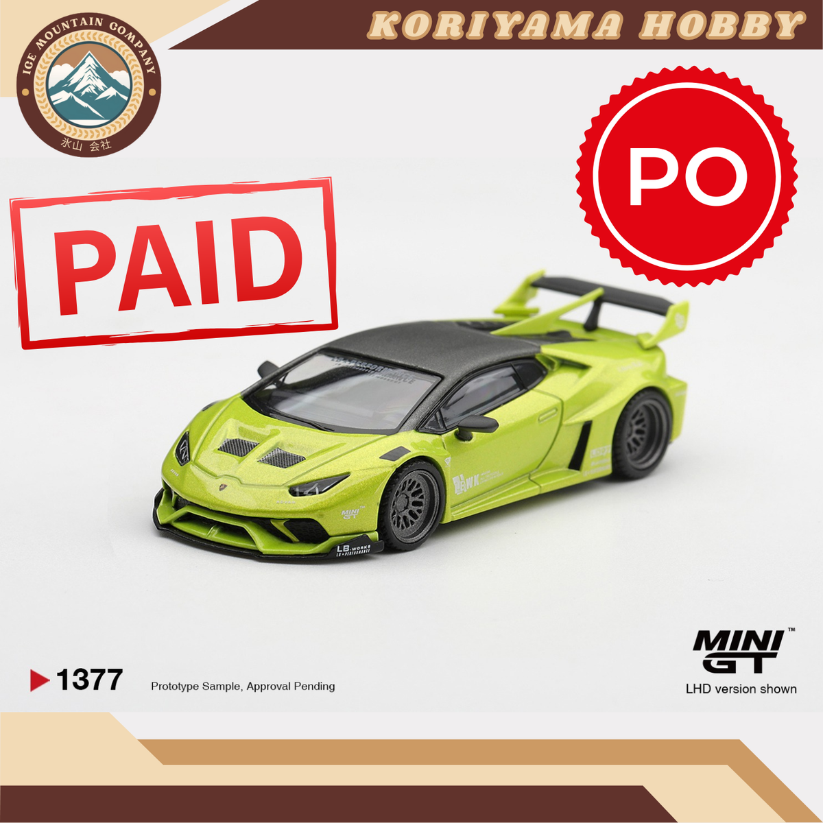 Mini GT 1377 Lamborghini Huracán LB WORKS Lime Metallic MiniGT