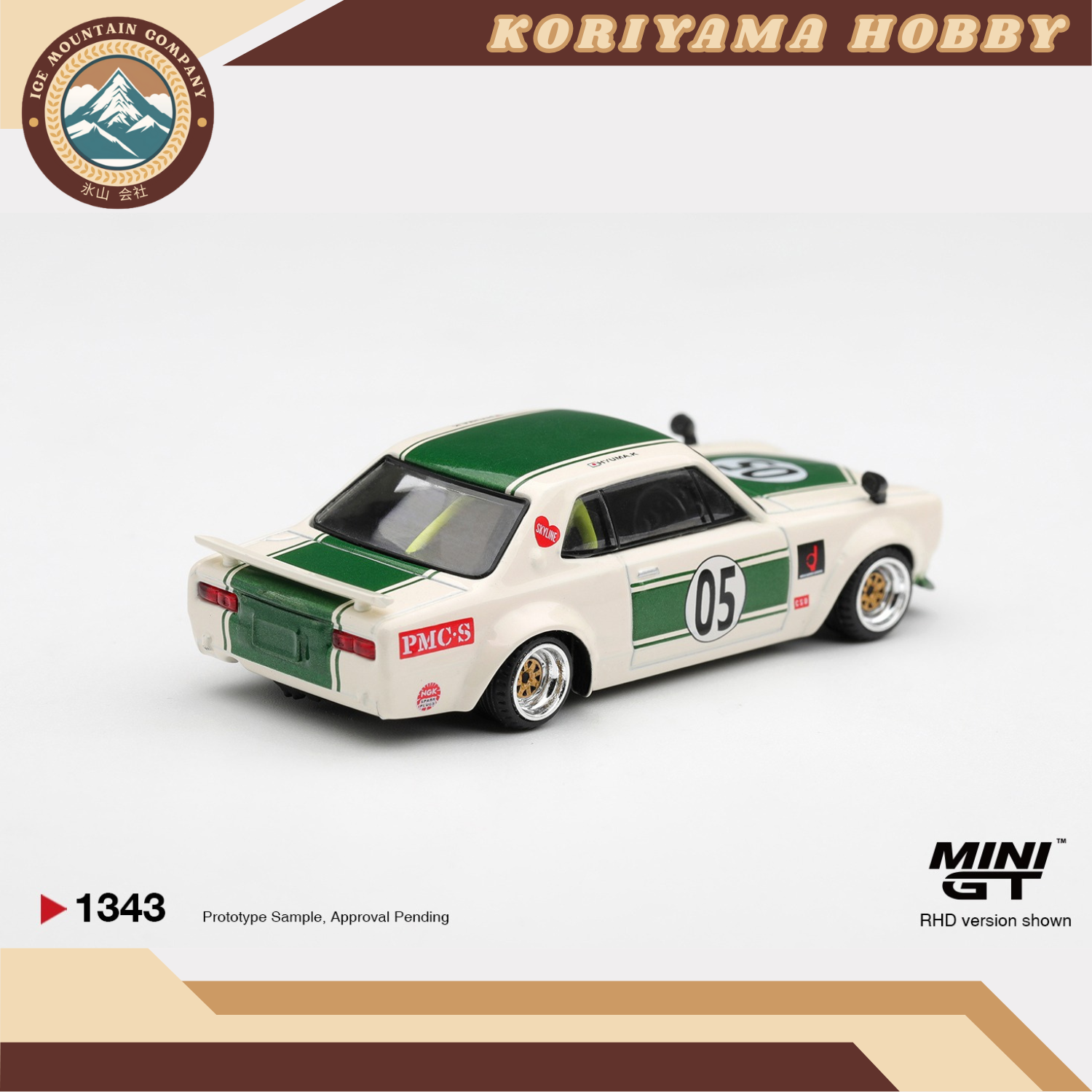 Mini GT 1343 Nissan Skyline LB-WORKS "HAKOSUKA" White / Green MiniGT