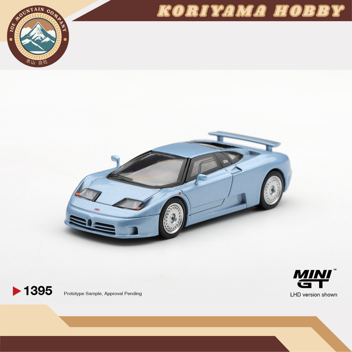 Mini GT 1395 Bugatti EB110 GT Azzurro Metallizzato Mondial de l'Automobile 1992 MiniGT