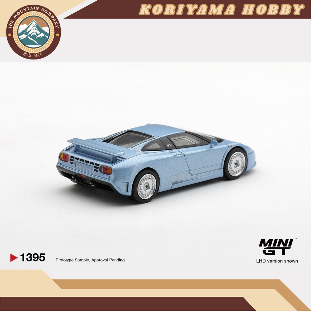 Mini GT 1395 Bugatti EB110 GT Azzurro Metallizzato Mondial de l'Automobile 1992 MiniGT