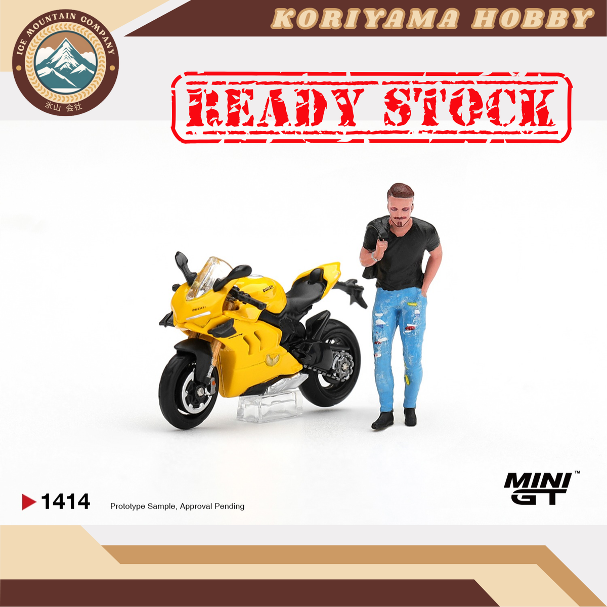Mini GT 1414 Ducati Panigale V4 S Giallo w/ figure MiniGT