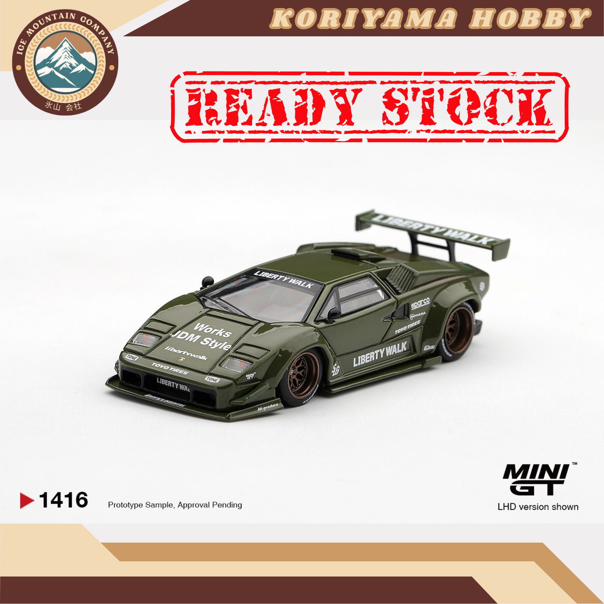 Mini GT 1416 Lamborghini Countach LB-WORKS Army Green MiniGT