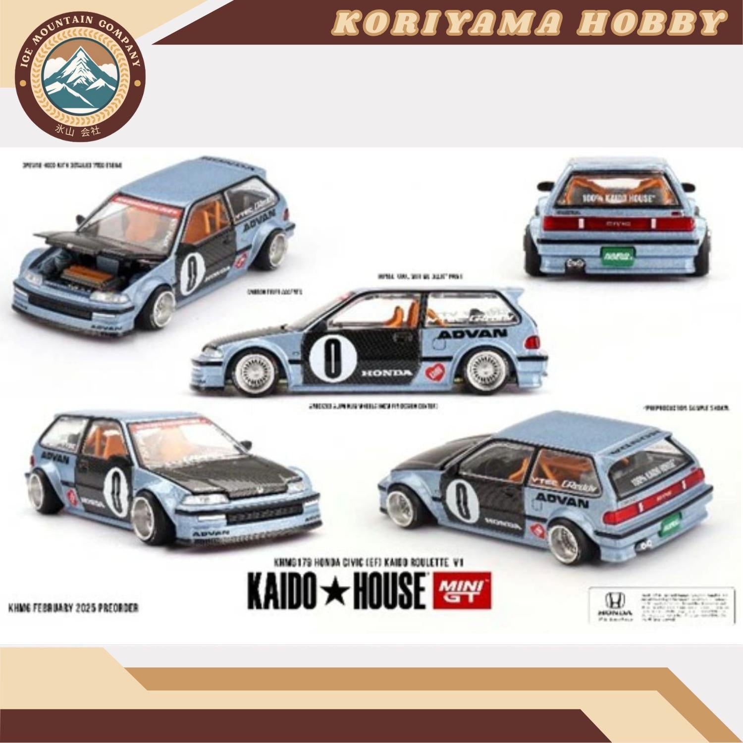 Mini GT Kaido House 179 Honda Civic (EF) Kaido Roulette V1 MiniGT