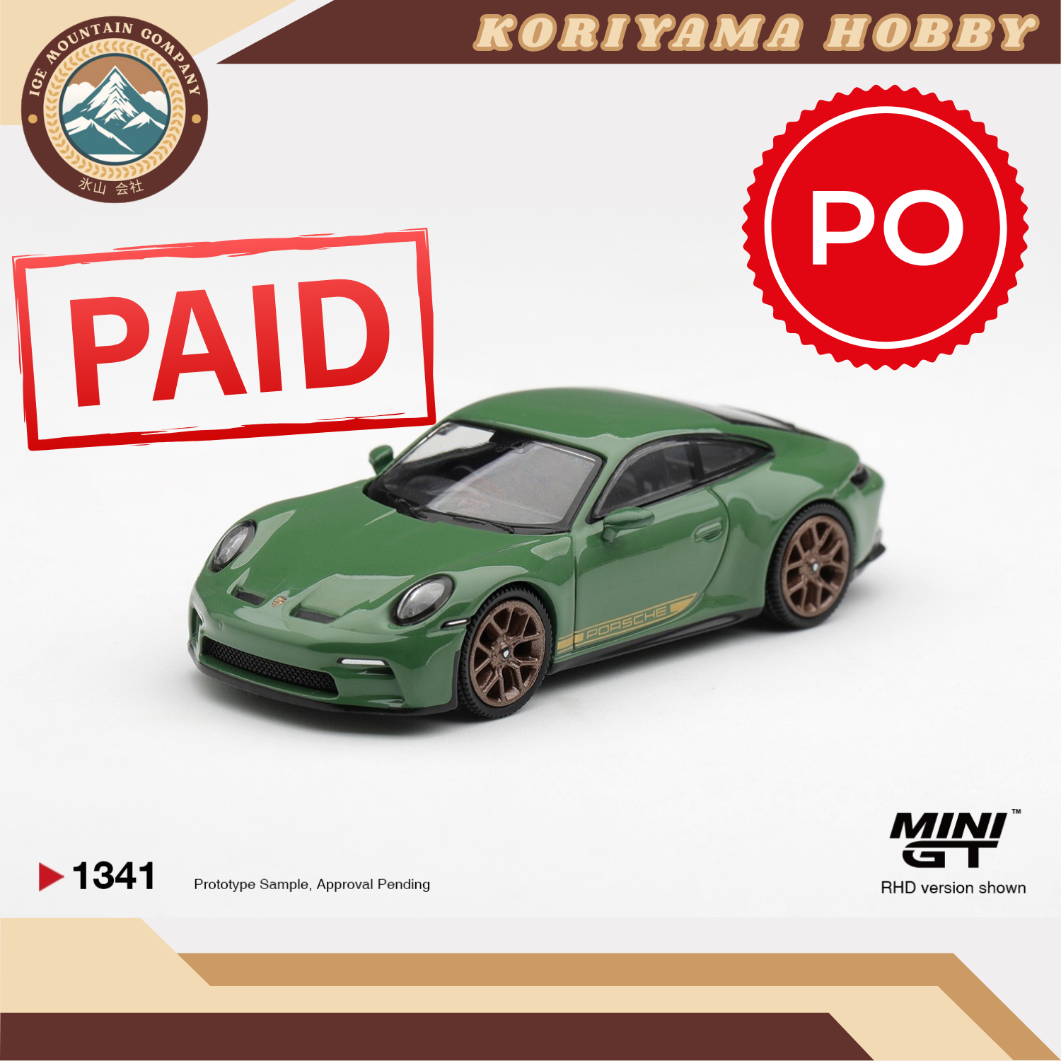Mini GT 1341 Porsche 911 (992) GT3 Touring Auratium Green MiniGT