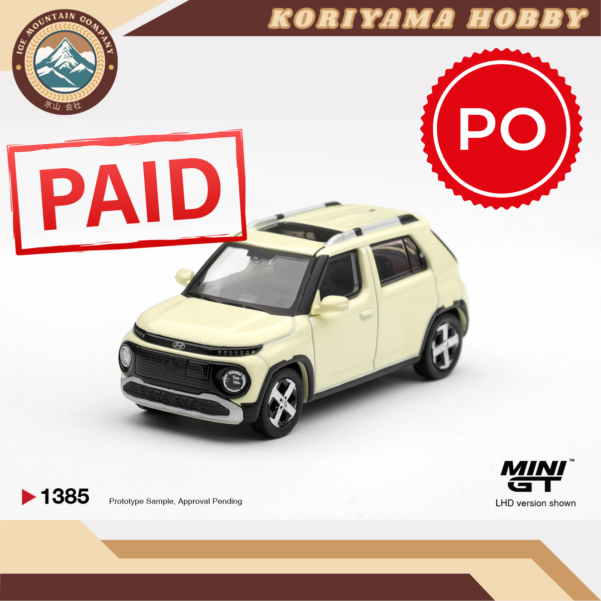 Mini GT 1385 Hyundai Casper Butter Cream Yellow Pearl MiniGT