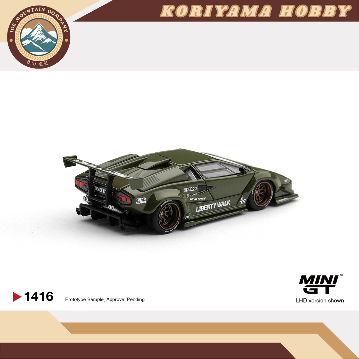 Mini GT 1416 Lamborghini Countach LB-WORKS Army Green MiniGT