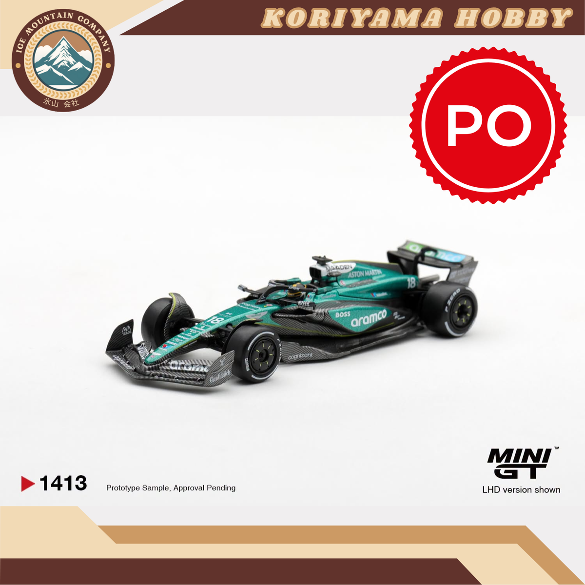 Mini GT 1413 Aston Martin AMR24 #18 Lance Stroll 2024 F1 2024 Las Vegas GP MiniGT