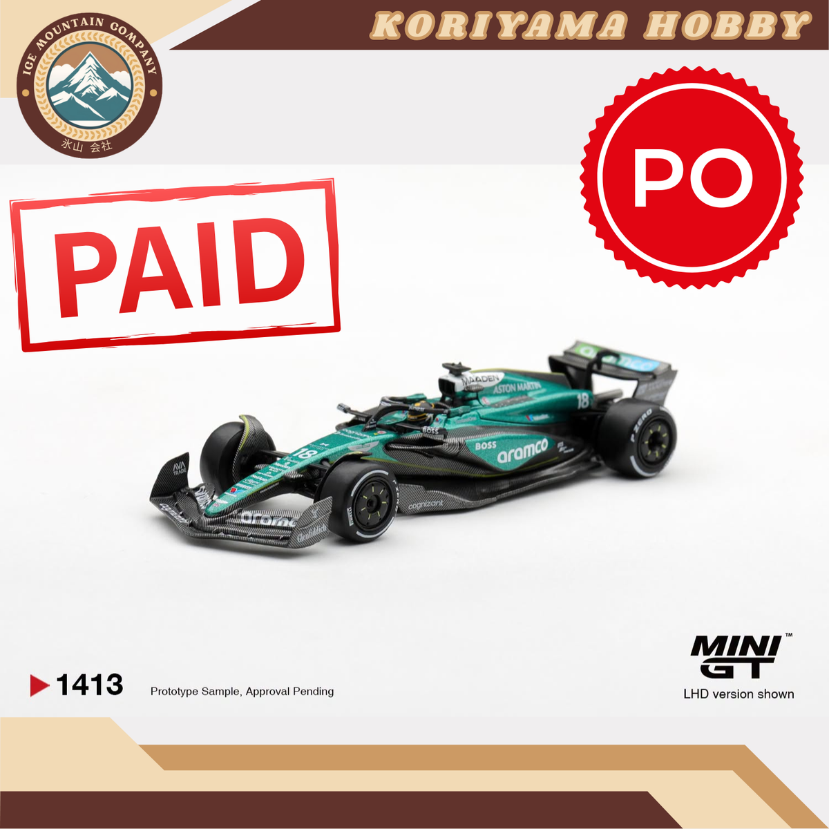 Mini GT 1413 Aston Martin AMR24 #18 Lance Stroll 2024 F1 2024 Las Vegas GP MiniGT
