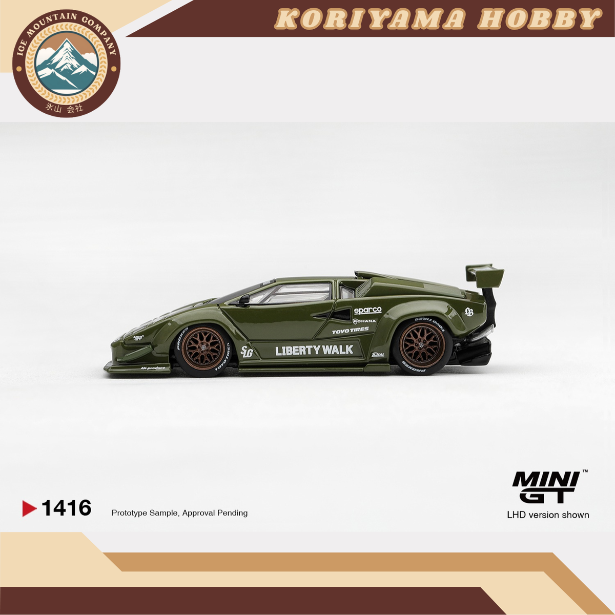 Mini GT 1416 Lamborghini Countach LB-WORKS Army Green MiniGT