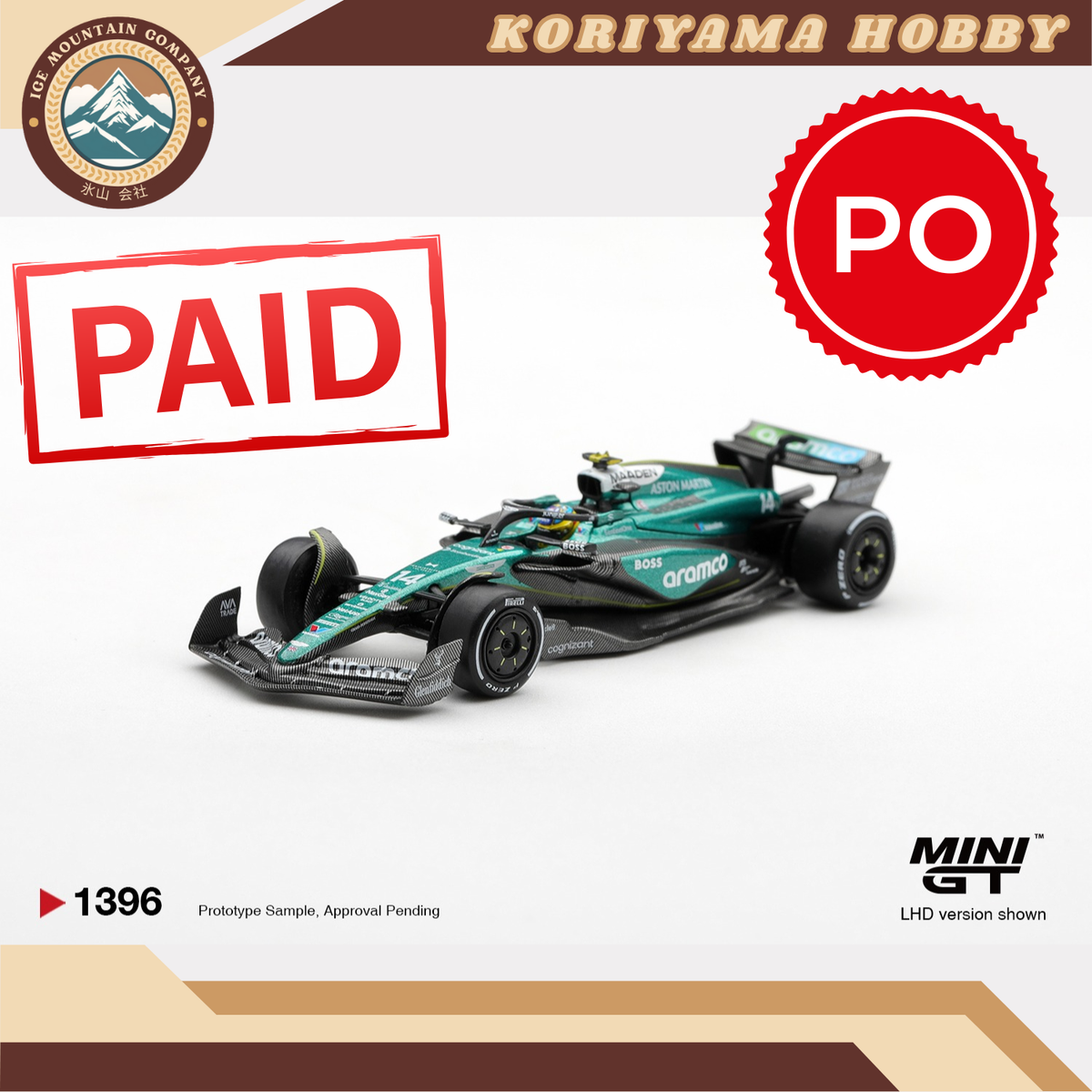 Mini GT 1396 Aston Martin AMR24 #14 Fernando Alonso 2024 F1 2024 Las Vegas GP MiniGT