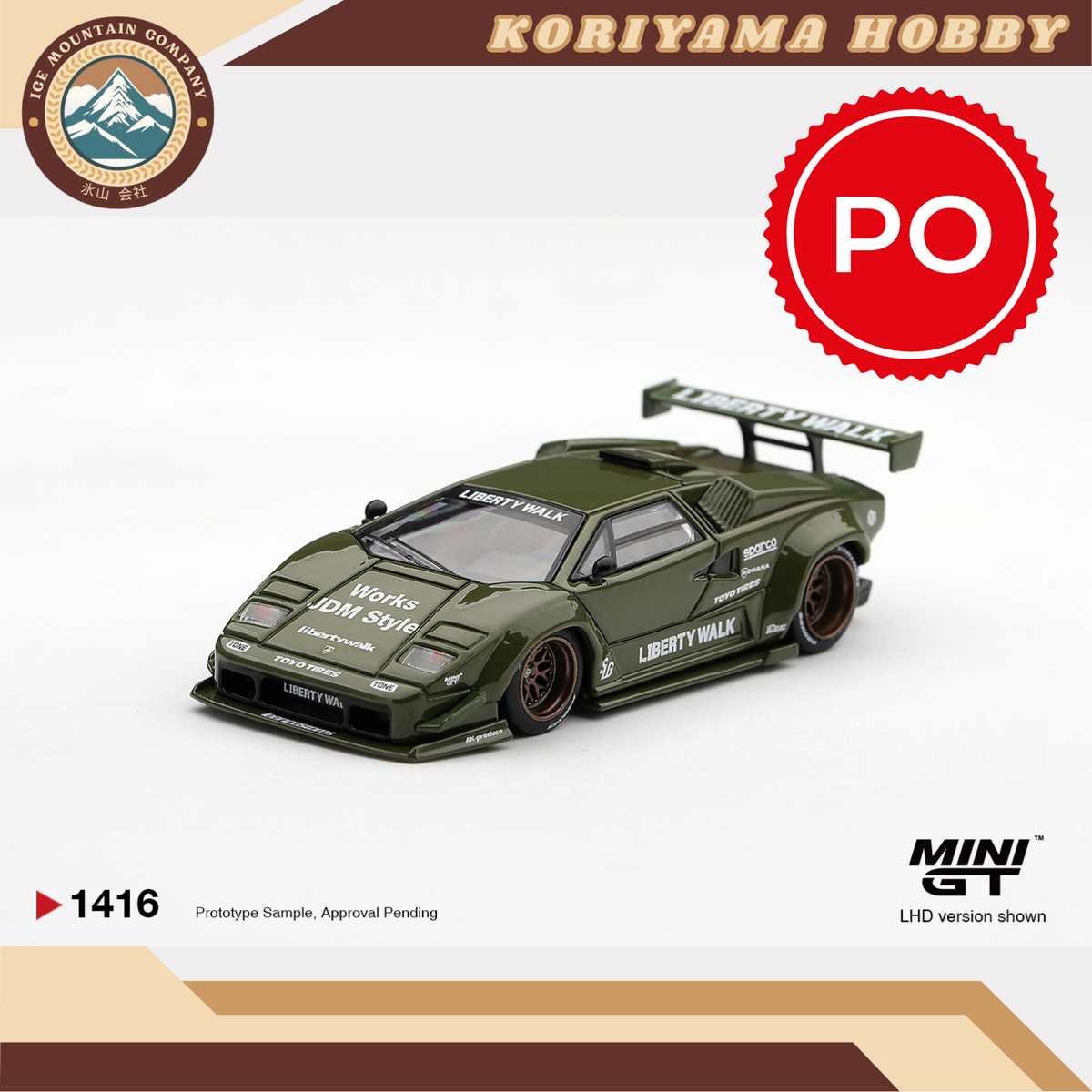 Mini GT 1416 Lamborghini Countach LB-WORKS Army Green MiniGT
