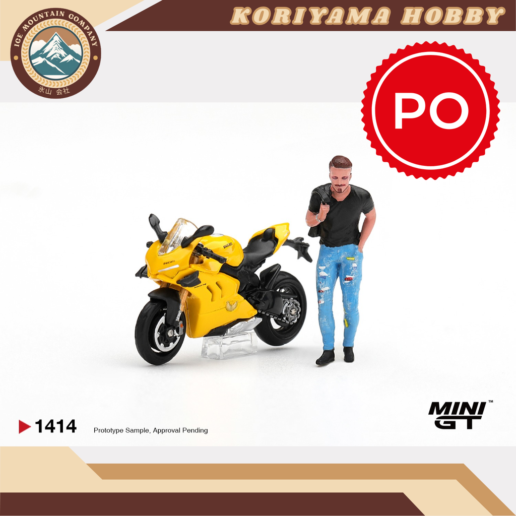 Mini GT 1414 Ducati Panigale V4 S Giallo w/ figure MiniGT