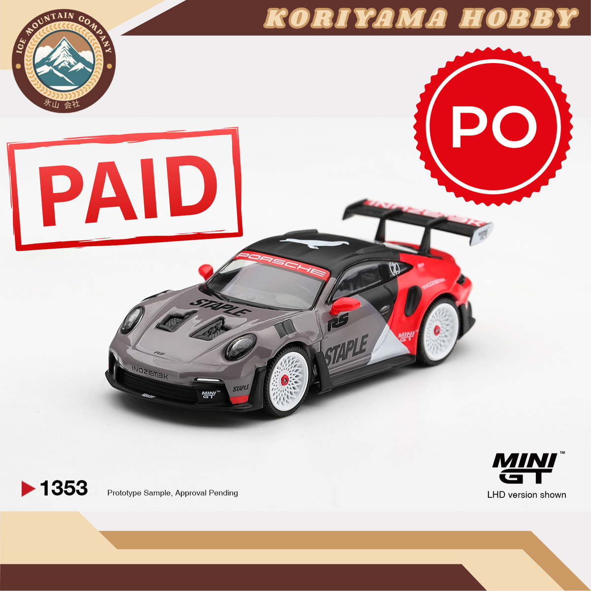 Mini GT 1353 Porsche 911 GT3 RS STAPLE x INOZETEK MiniGT