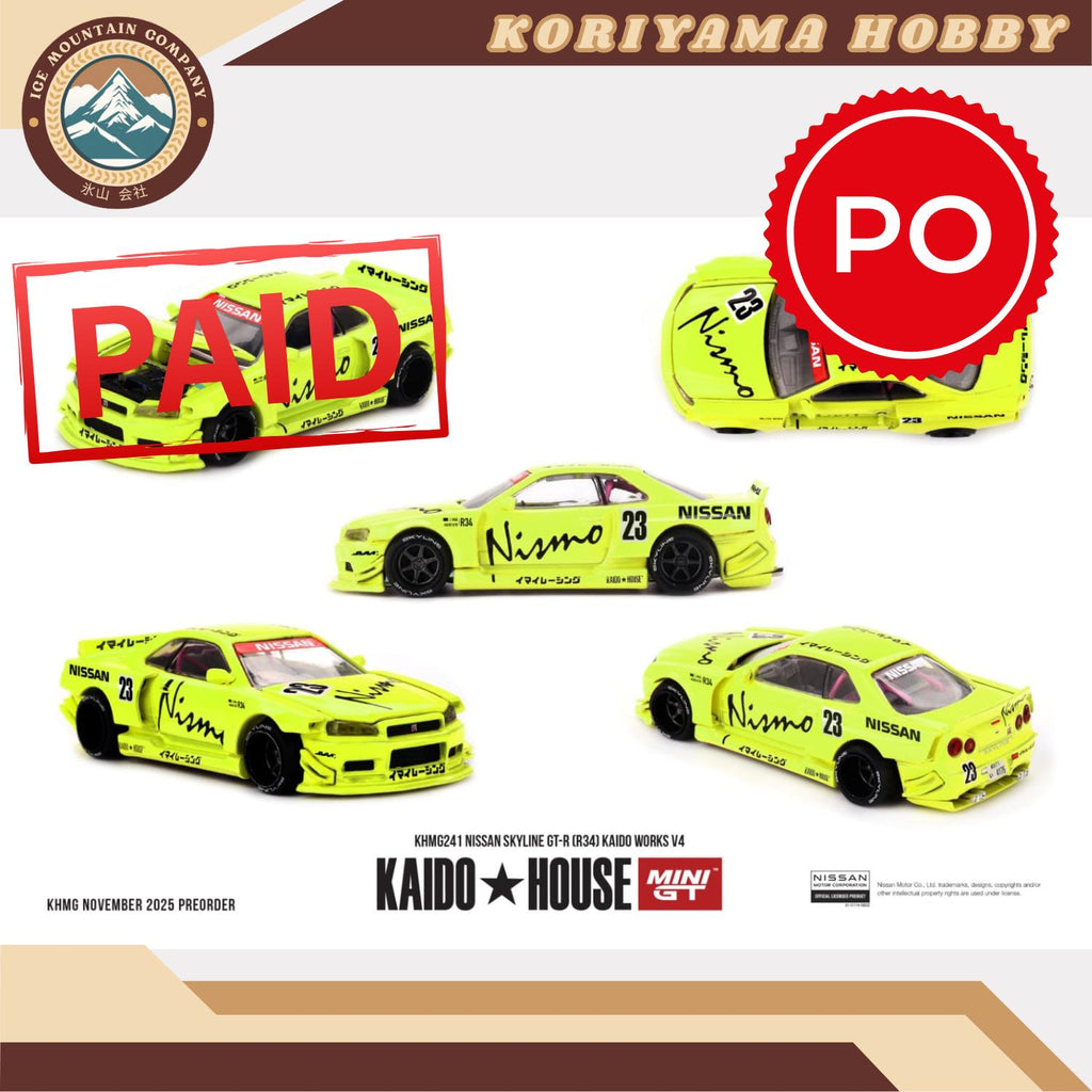 Mini GT Kaido House 241 Nissan Skyline GT-R (R34) Kaido Works V4 MiniGT
