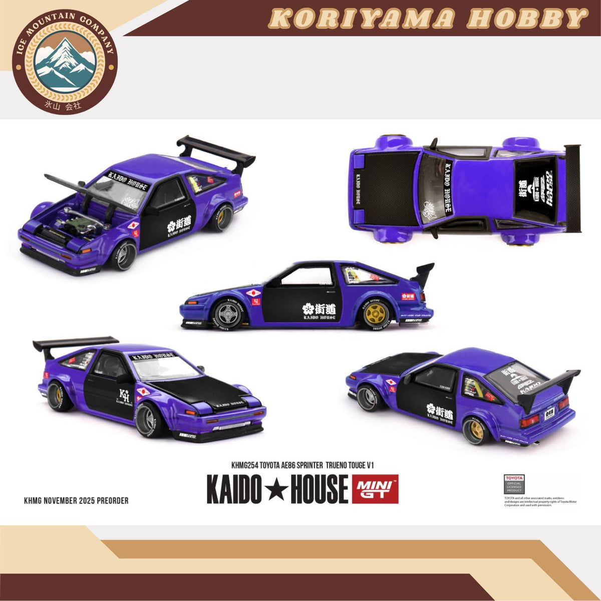 Mini GT Kaido House 254 Toyota AE86 Sprinter Trueno TOUGE V1 MiniGT