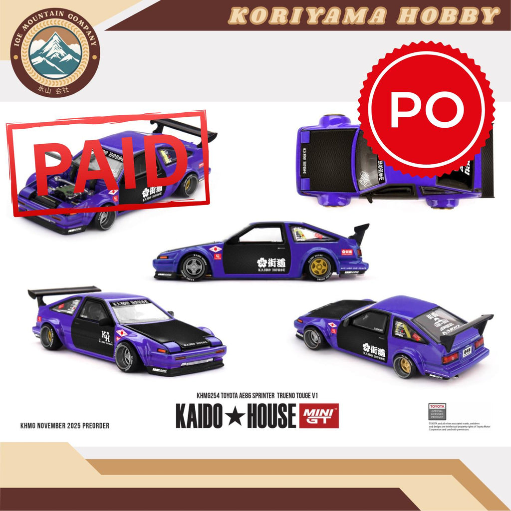 Mini GT Kaido House 254 Toyota AE86 Sprinter Trueno TOUGE V1 MiniGT