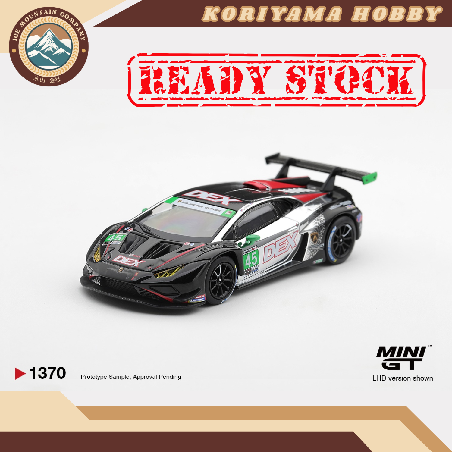 Mini GT 1370 Lamborghini Huracan GT3 EVO2 #45 DEX Wayne Taylor Racing 2025 IMSA Chevrolet Grand Prix Class Winner MiniGT