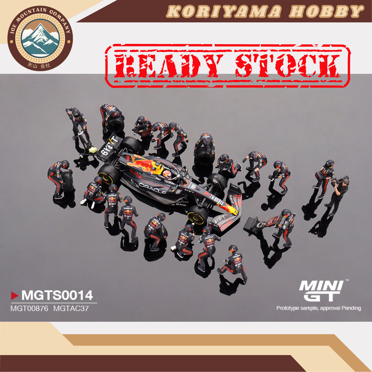 Mini GT MGTS0014 Oracle Red Bull Racing RB19 #1 Max  Verstappen 2023 F1 2023 Japanese Grand Prix Pit Crew Set Limited Edition 5000 Set MiniGT