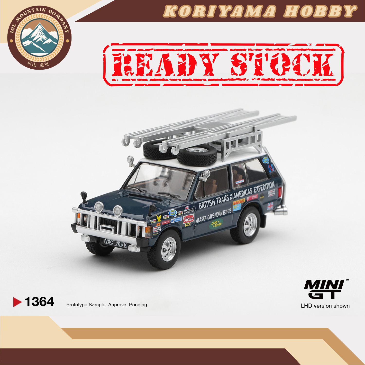 Mini GT 1364 Range Rover 1971 British Trans-Americas Expedition (VXC-765K) MiniGT