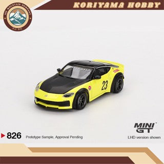 Mini GT 826 Nissan Z LB NATION WORKS Ikazuchi Yellow MiniGT