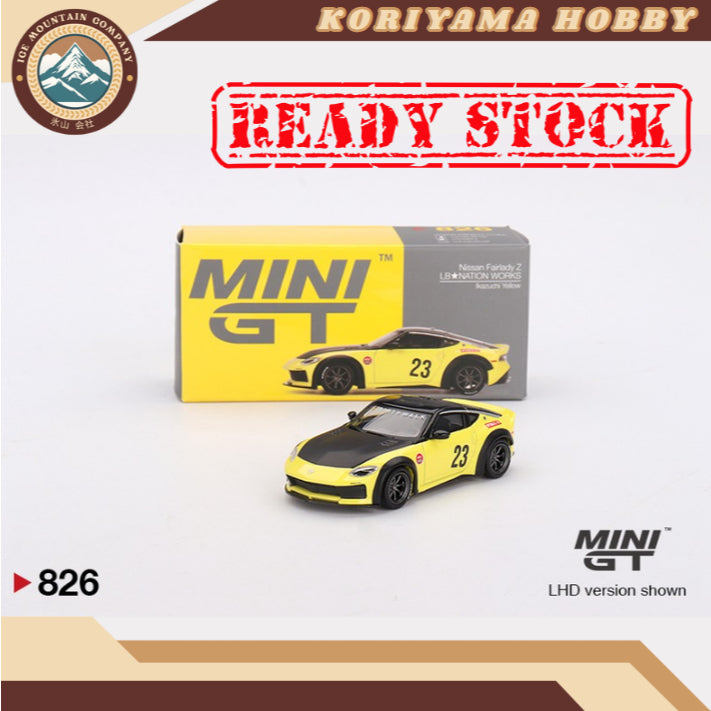 Mini GT 826 Nissan Z LB NATION WORKS Ikazuchi Yellow MiniGT