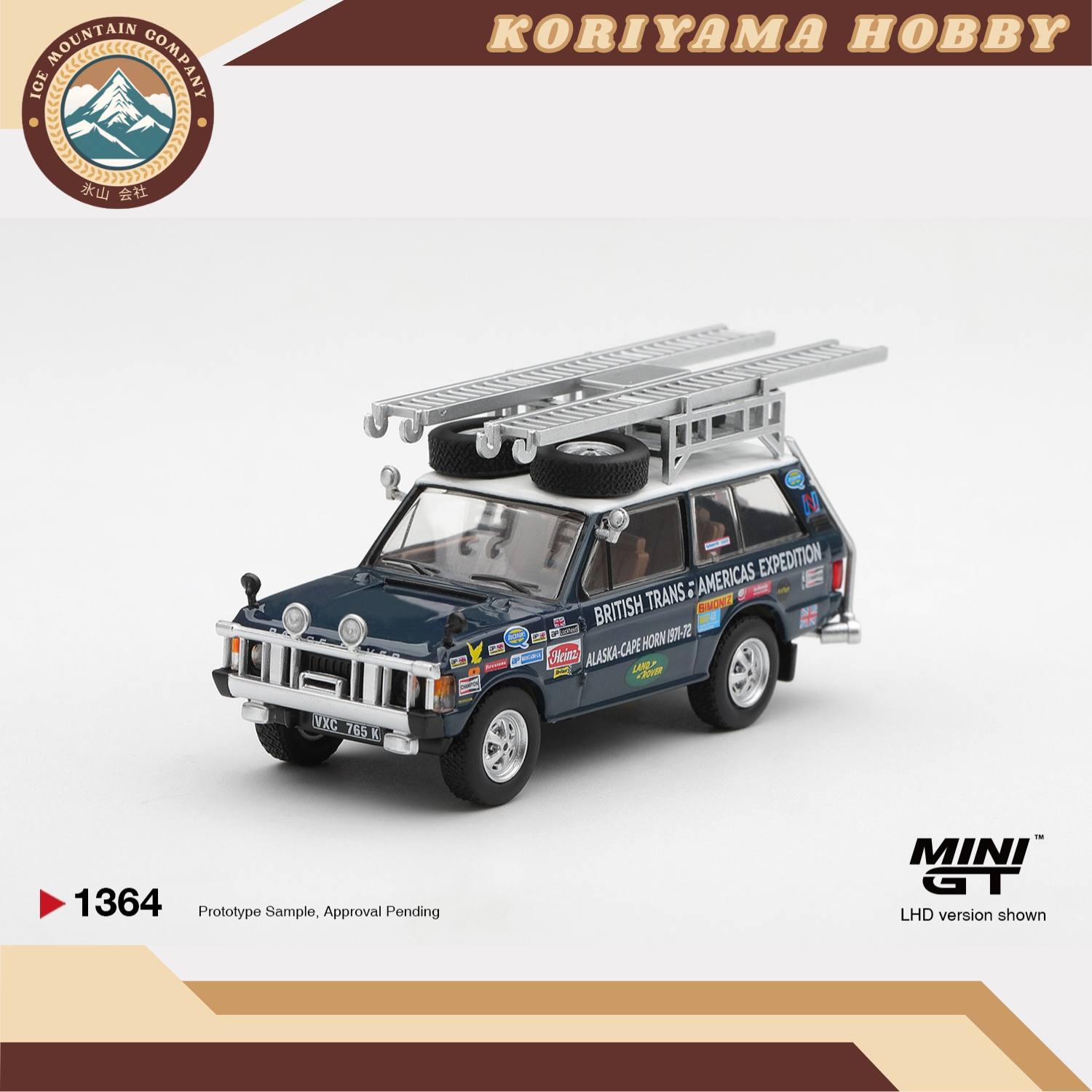 Mini GT 1364 Range Rover 1971 British Trans-Americas Expedition (VXC-765K) MiniGT