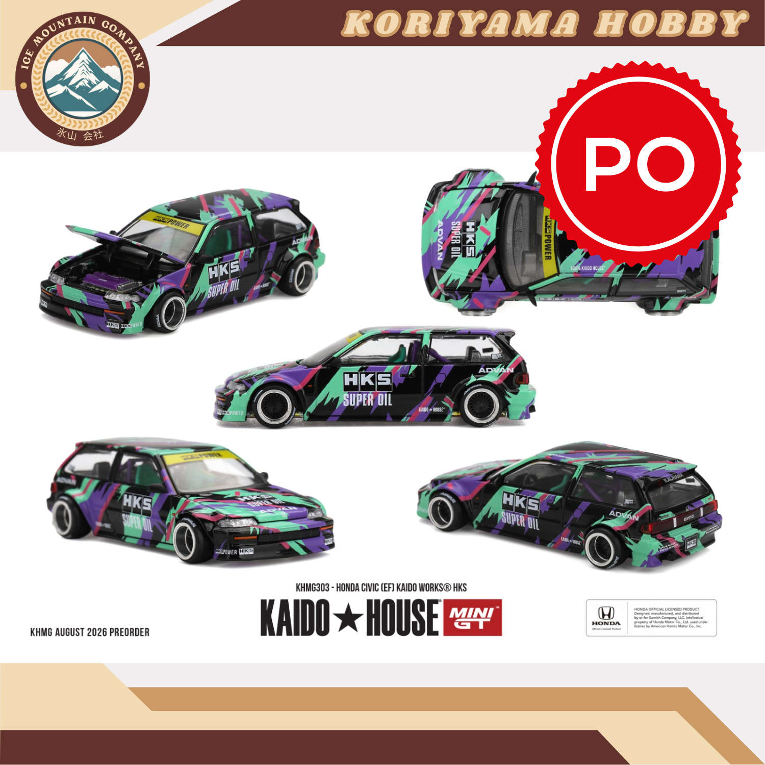 Mini GT Kaido House 303 Honda Civic (EF) Kaido Works HKS MiniGT