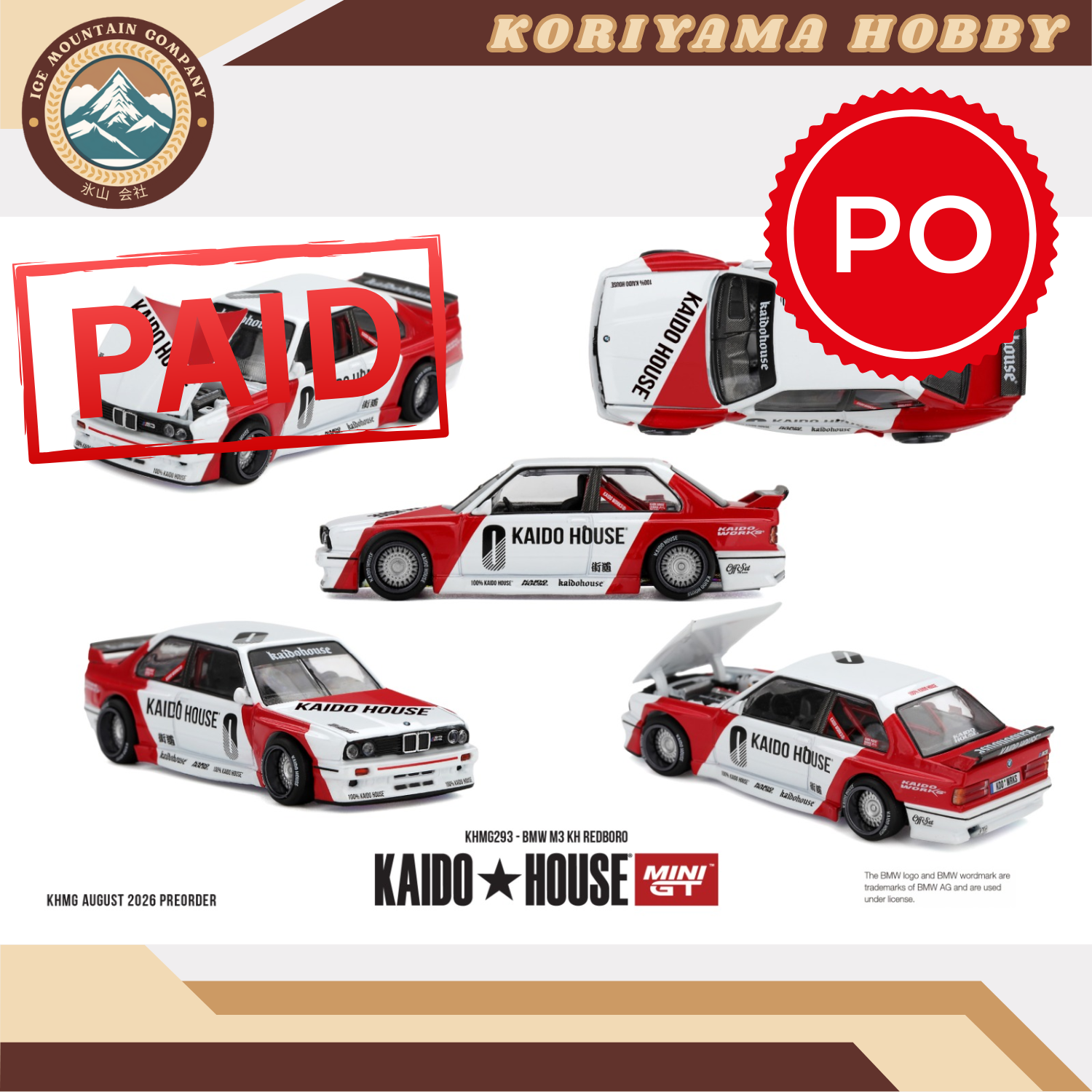 Mini GT Kaido House 293 BMW M3 KH REDBORO MiniGT