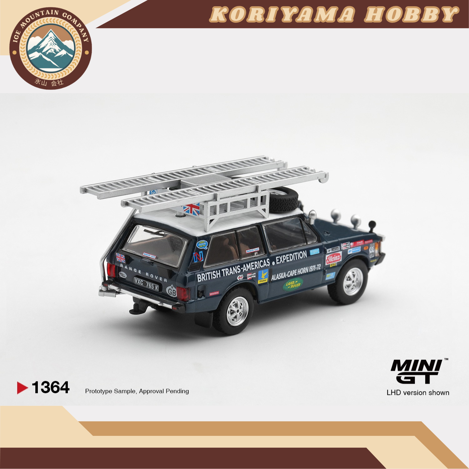 Mini GT 1364 Range Rover 1971 British Trans-Americas Expedition (VXC-765K) MiniGT