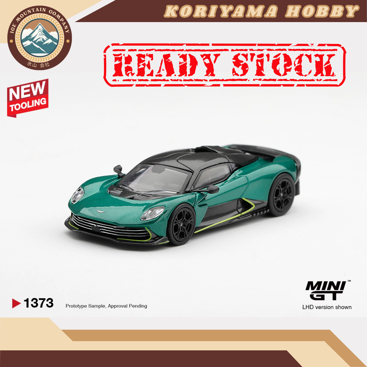 Mini GT 1373 Aston Martin Valhalla Podium Green MiniGT