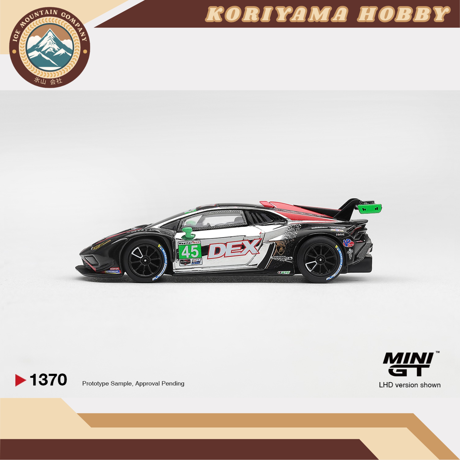 Mini GT 1370 Lamborghini Huracan GT3 EVO2 #45 DEX Wayne Taylor Racing 2025 IMSA Chevrolet Grand Prix Class Winner MiniGT