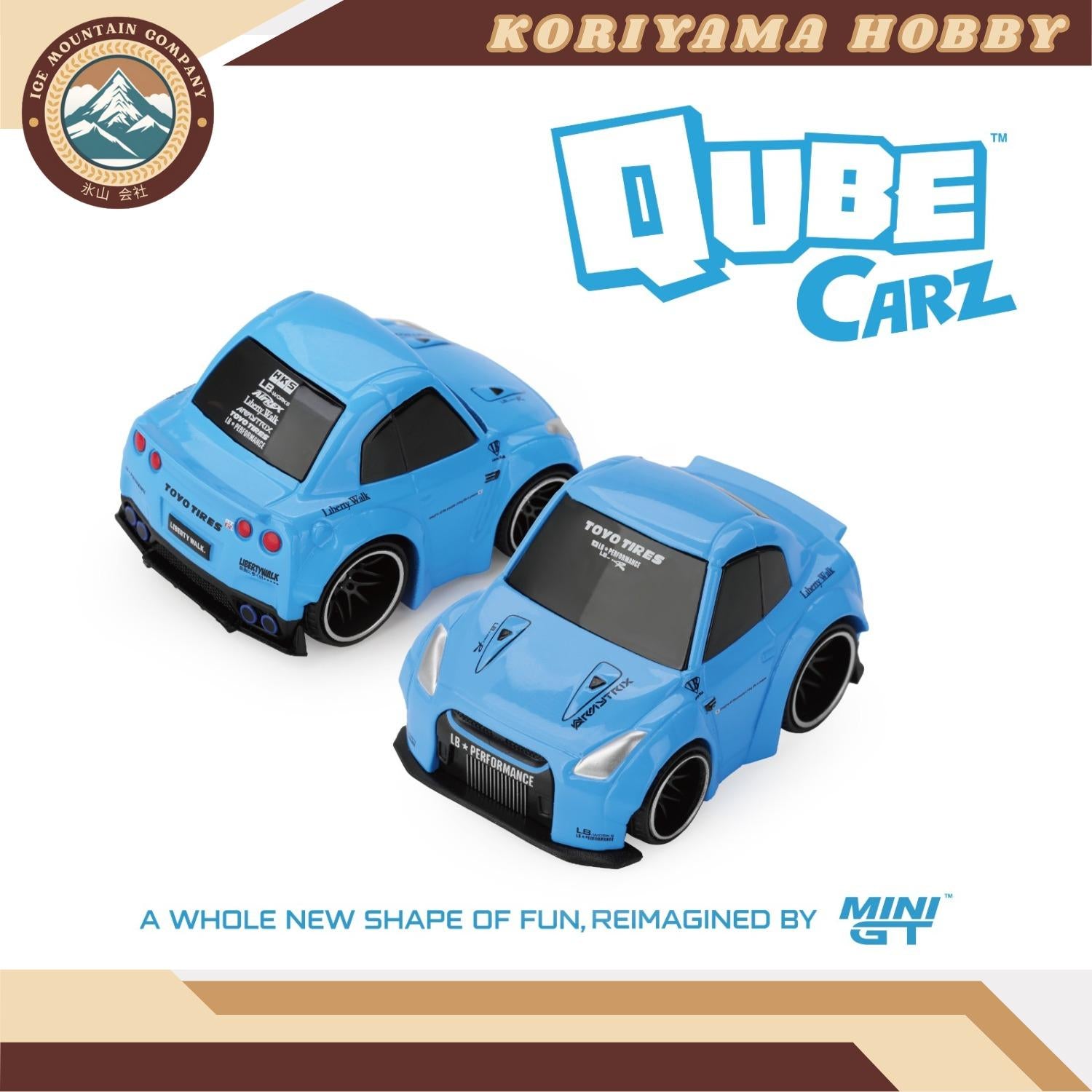 Qube Carz By Mini GT Batch 2 Nissan GTR Kenmeri BRE Blue LBWK Liberty Walk Cube Cars MiniGT Choro