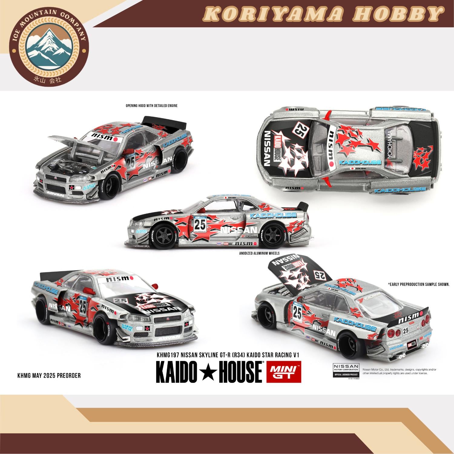 Mini GT Kaido House 197 Nissan Skyline GT-R (R34) Kaido Star Racing V1 MiniGT KHMG197